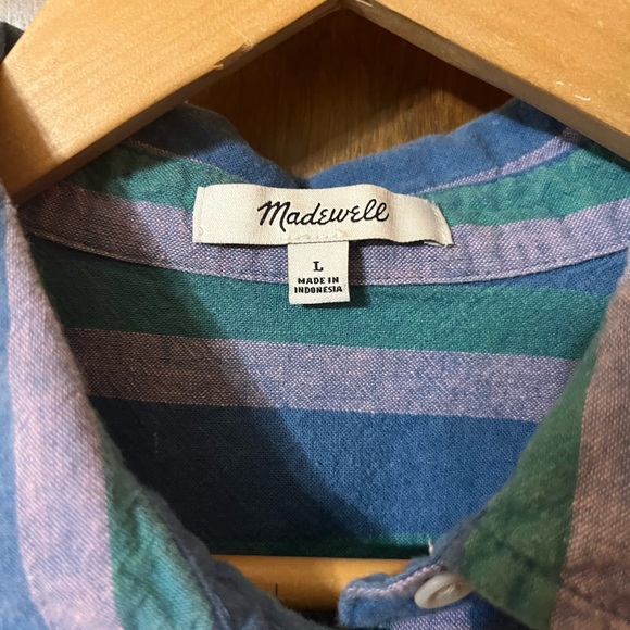 Madewell Women's Beachside Linen Blend Striped Button Down Shirt EUC - Picture 4 of 8